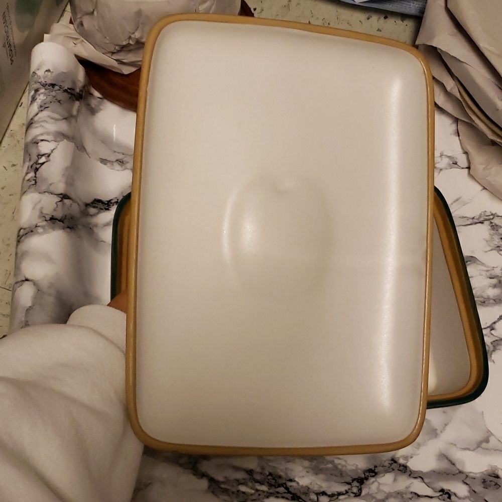 Vintage Denby Stoneware Greenwheat Oven Dish with cover and handle - Picture 4 of 11